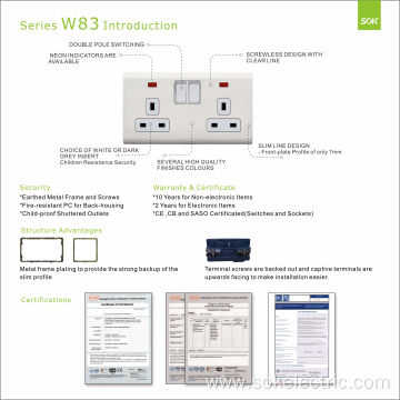 1Gang13A 250V Single Pole Switch Socket Outlet